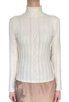 Smythe Ivory Pointelle Turtleneck Long Sleeve Top - S / US 4