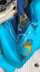 Hermes Alphabet 3 Blue Silk 90cm Scarf