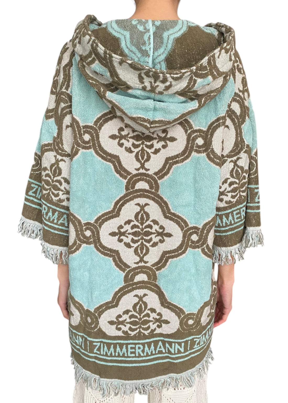 Zimmermann Green Cotton Terry Jacquard Fringe Mini Dress  - 1 / S-M / US 4-6