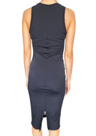 Prada Sport Black Nylon Striped Zip Midi Dress - M / US 4-6