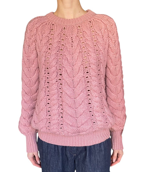 Brunello Cucinelli Pink Cashmere Cable Knit Sweater - M