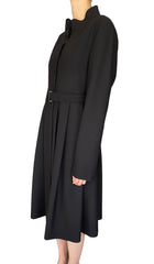 Fendi Black Belted Wool Dress Coat - IT 42 / US 8
