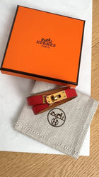 Hermes Red Leather Mini Kelly Double Tour Bracelet - T1 / Small