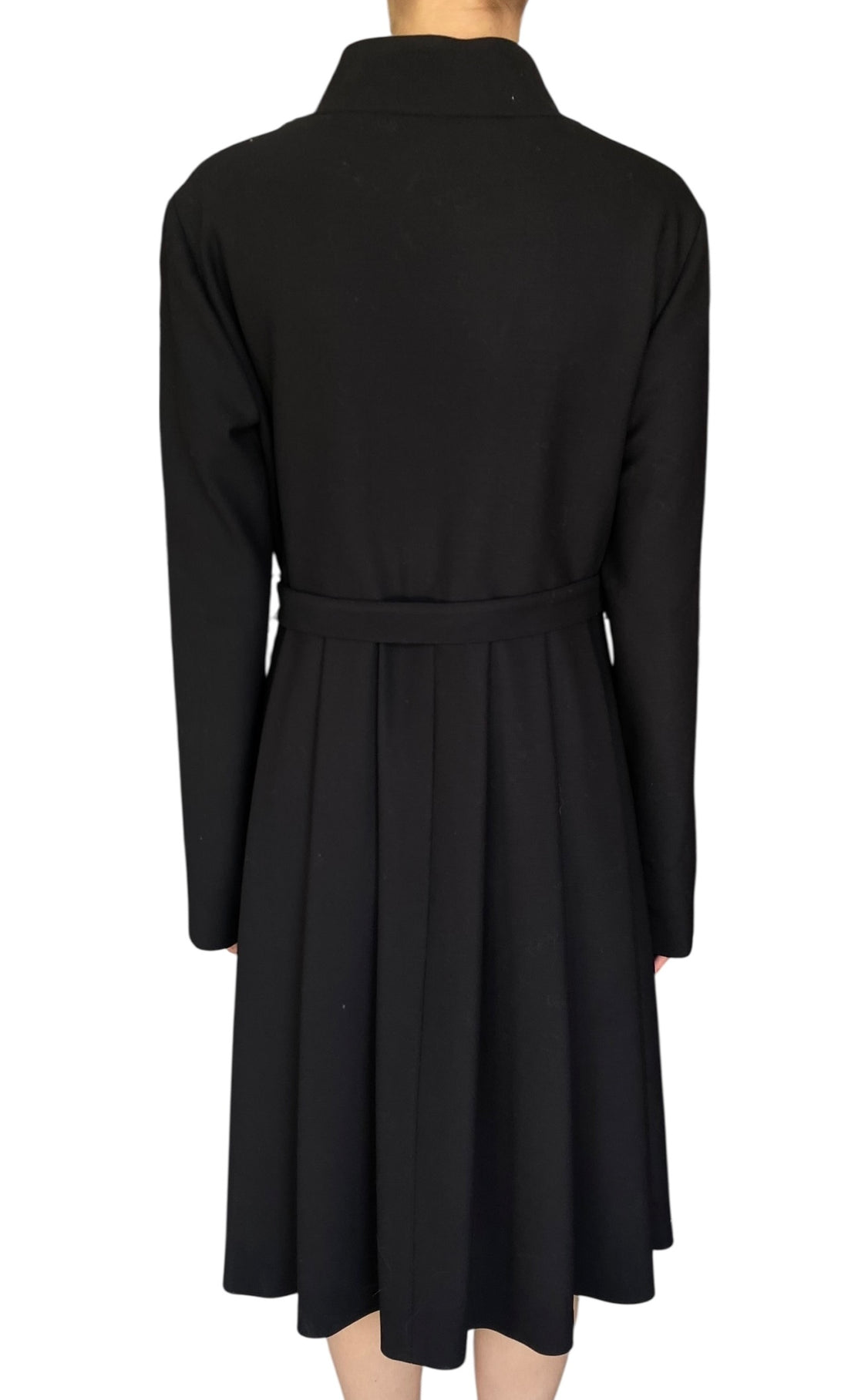 Fendi Black Belted Wool Dress Coat - IT 42 / US 8