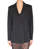 Giorgio Armani Black Double Breasted Jersey Blazer - 42 / US 6-8