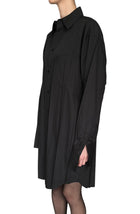 Balenciaga Black Cotton Plisse Shirt Dress - 36 / US 4