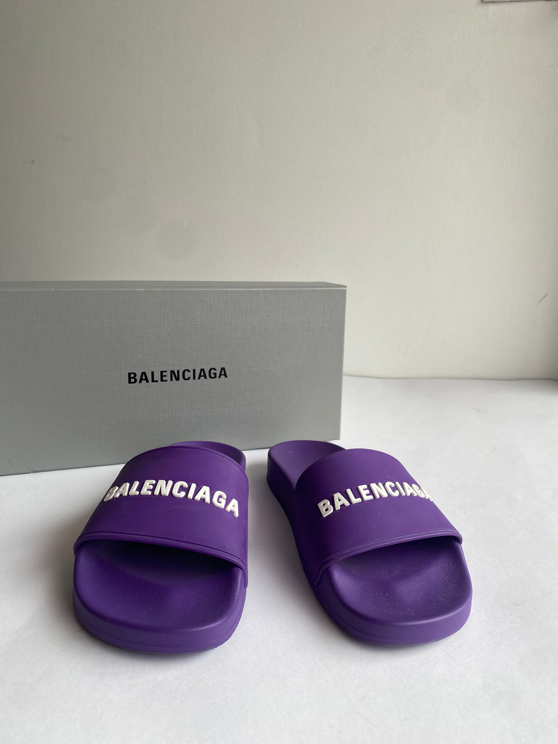 Balenciaga Purple Logo Slides - 37