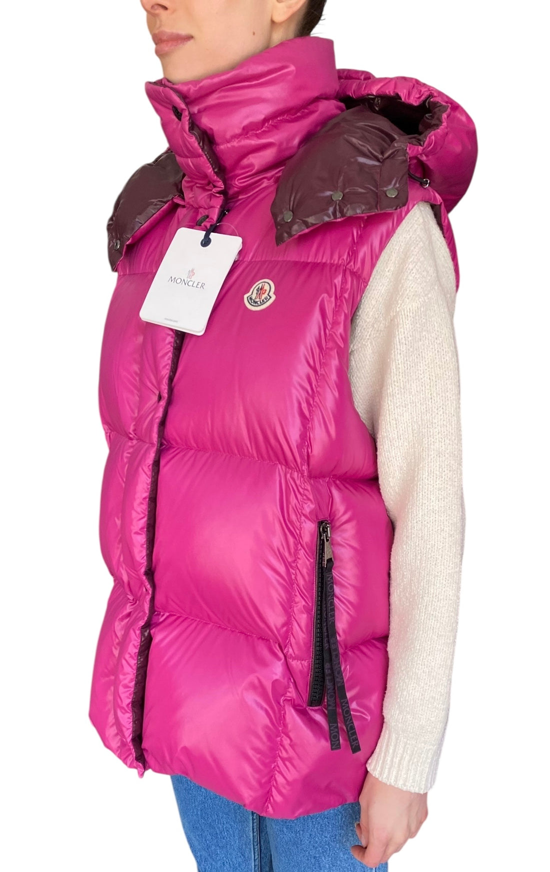Moncler Pink Luzule Hooded Down Puffer Vest - 3 / L