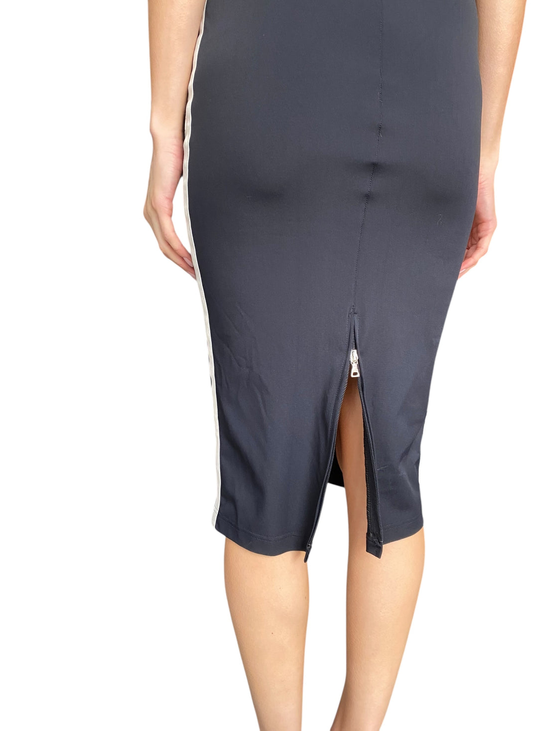 Prada Sport Black Nylon Striped Zip Midi Dress - M / US 4-6