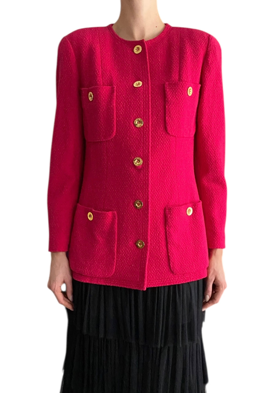 Chanel 1991 Pink Boucle Tweed Jacket - FR 40/ US 6-8