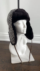 Louis Vuitton Black and White 1854 Brocade Beaver Fur Trim Trapper Hat - S