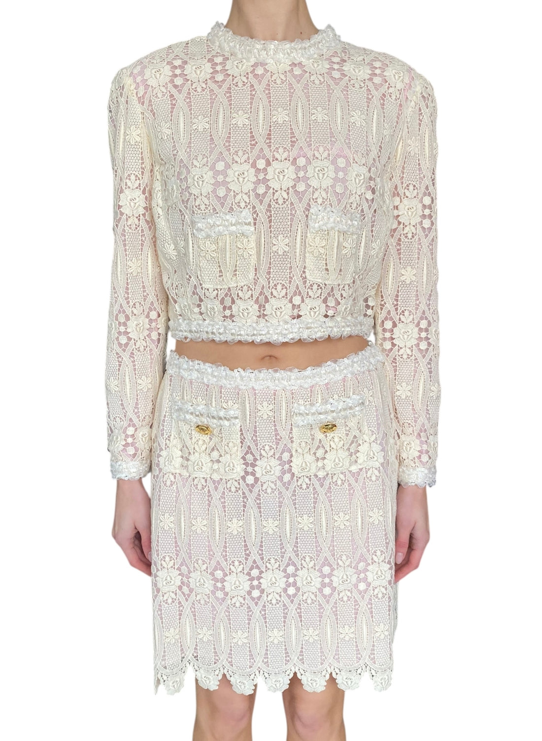 Giambattista Valli Ivory Lace 2-piece Skirt Set - IT 44 / US 8