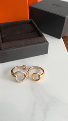 Hermes Filet D’Or 18k Rose Gold Diamond Double Ring Large Size - 52 / 6