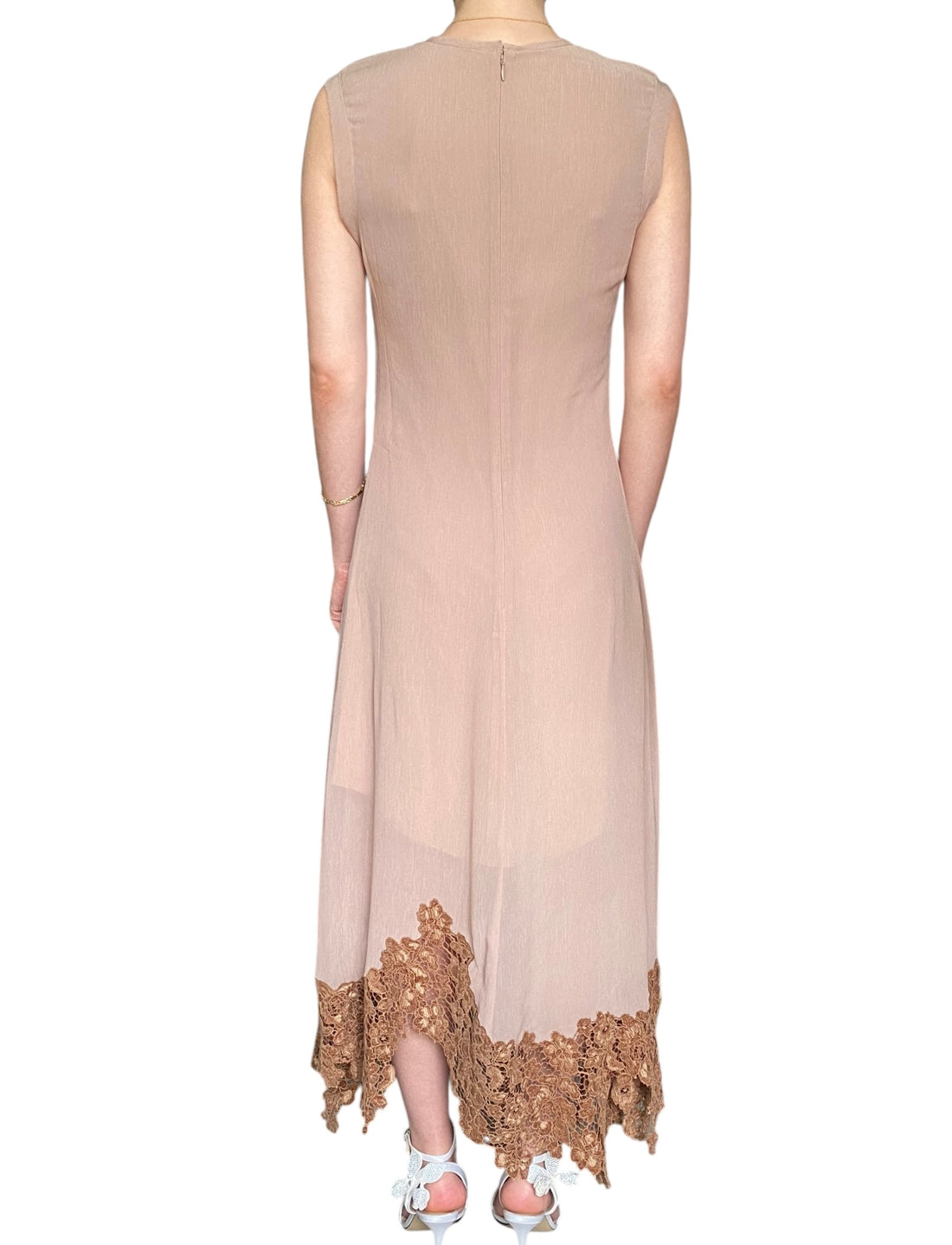 Acne Studios Brown Crepon Lace Hem Gown - 38