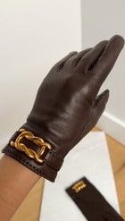 Hermes Dark Chocolate Brown Leather Gloves - 7 / 6.5