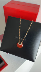 Qeelin Yu Yi Small 18k Rose Gold Diamond Red Agate Necklace