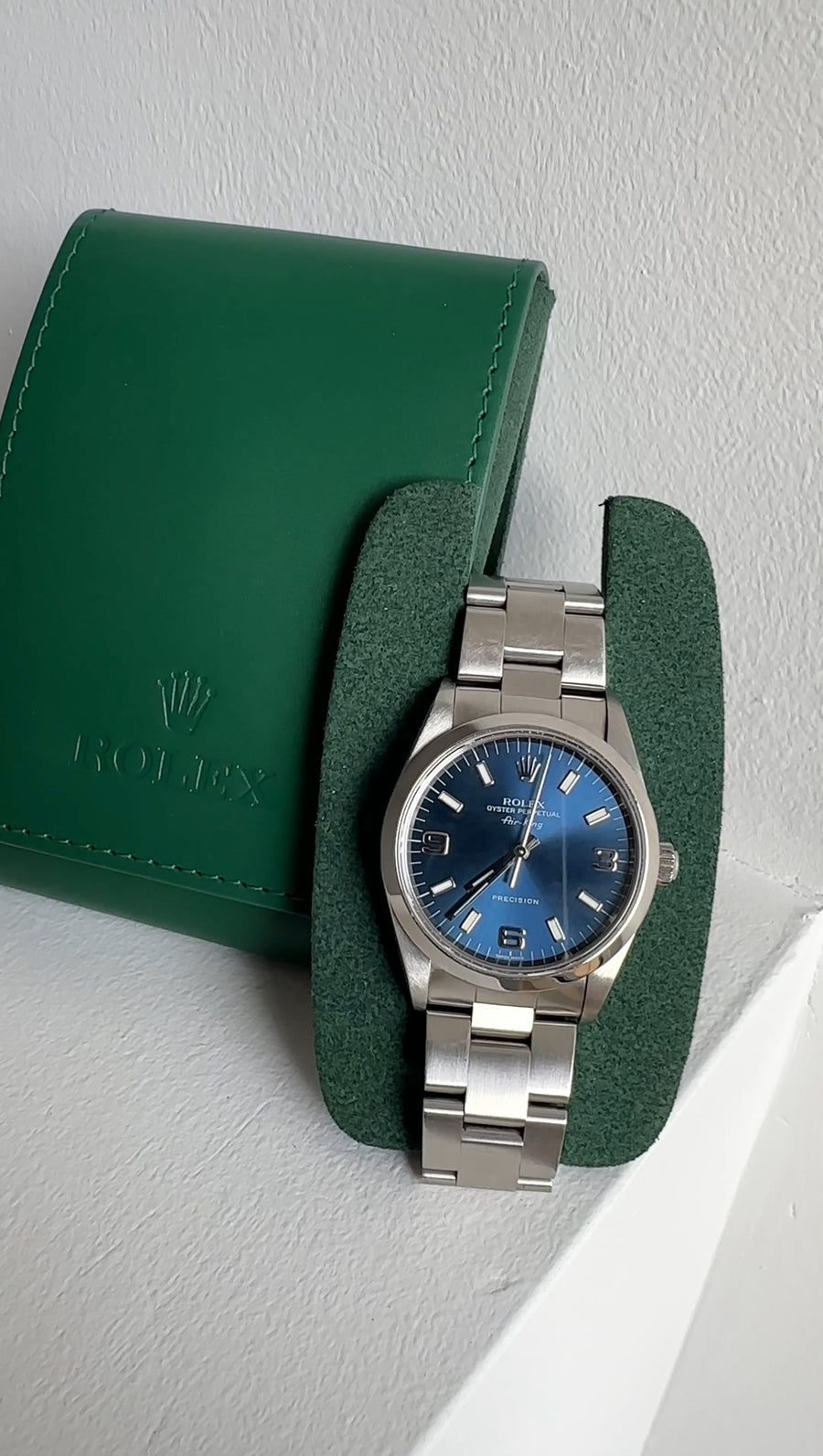 Rolex Air King 34mm Stainless Blue Dial Wrist Watch