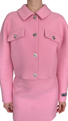 Versace Pink Calvary Twill Cropped Jacket - IT 40 / US 4