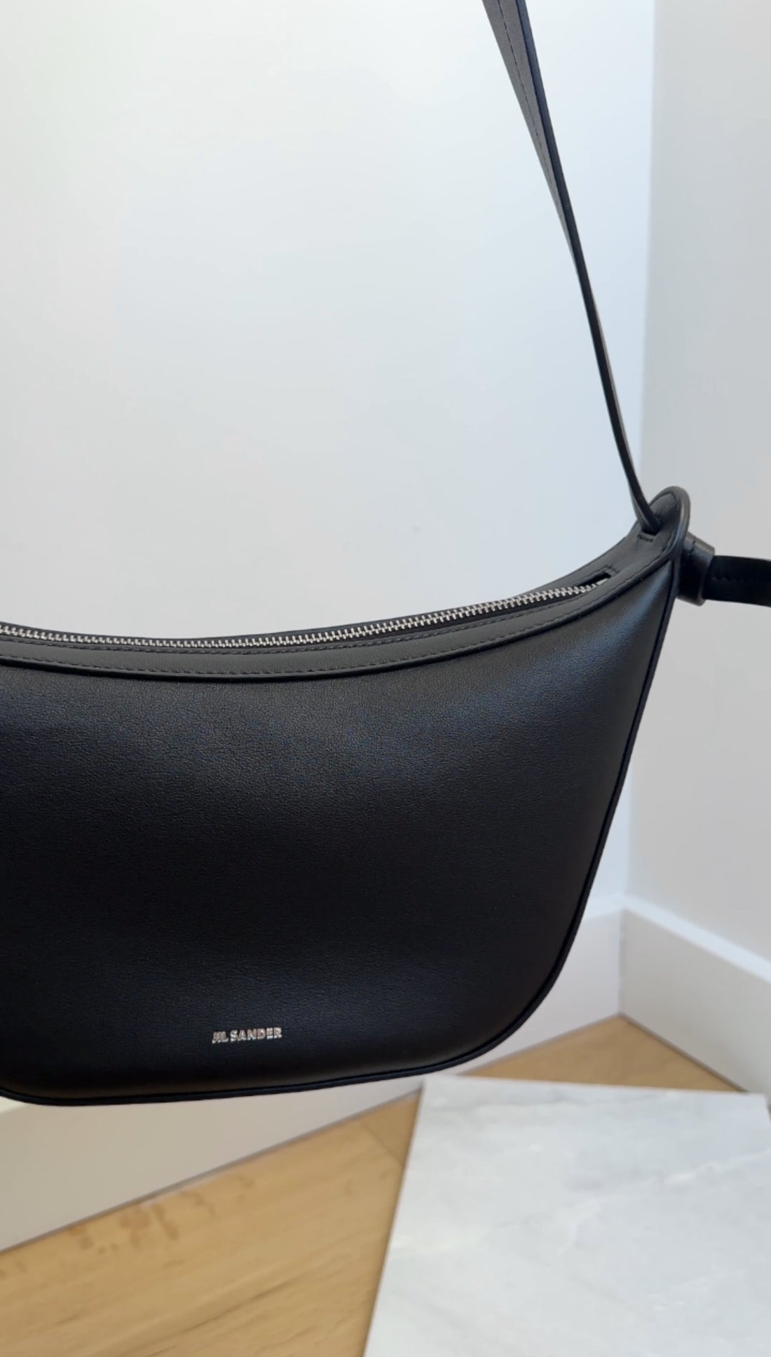 Jil Sander Black Leather Small Knot Bag