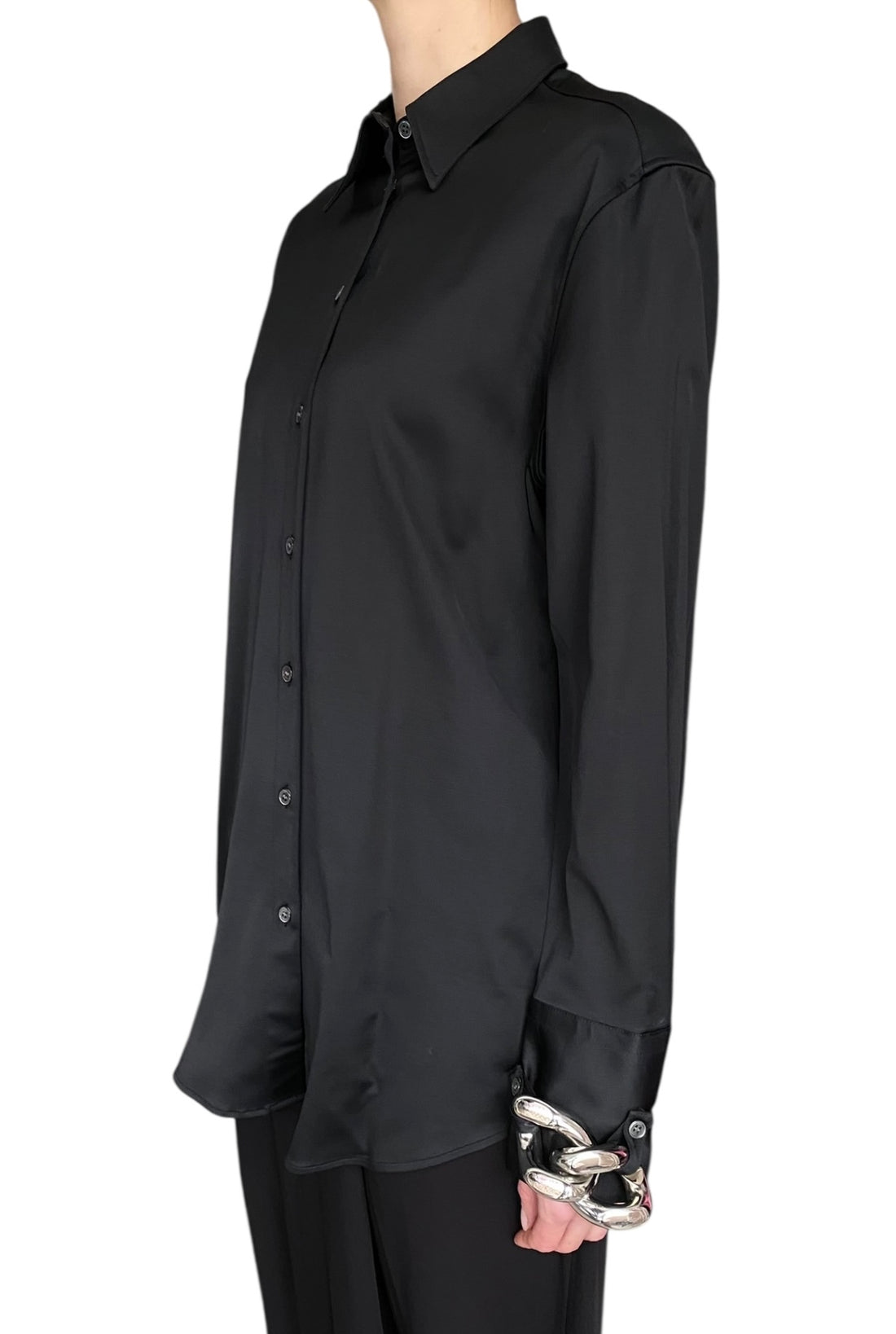 JW Anderson Black Silver Chain Cuff Long Sleeve Shirt - EU 34 / US 4