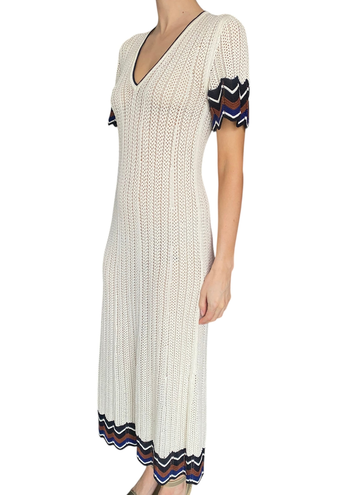 Eres Ivory Luna Striped Crochet Maxi Dress - S / US 4-6