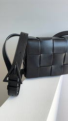 Bottega Veneta Black Woven Leather Medium Cassette Bag