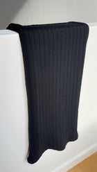 Chanel Sport Black Cotton Rib Knit Large Muffler Scarf