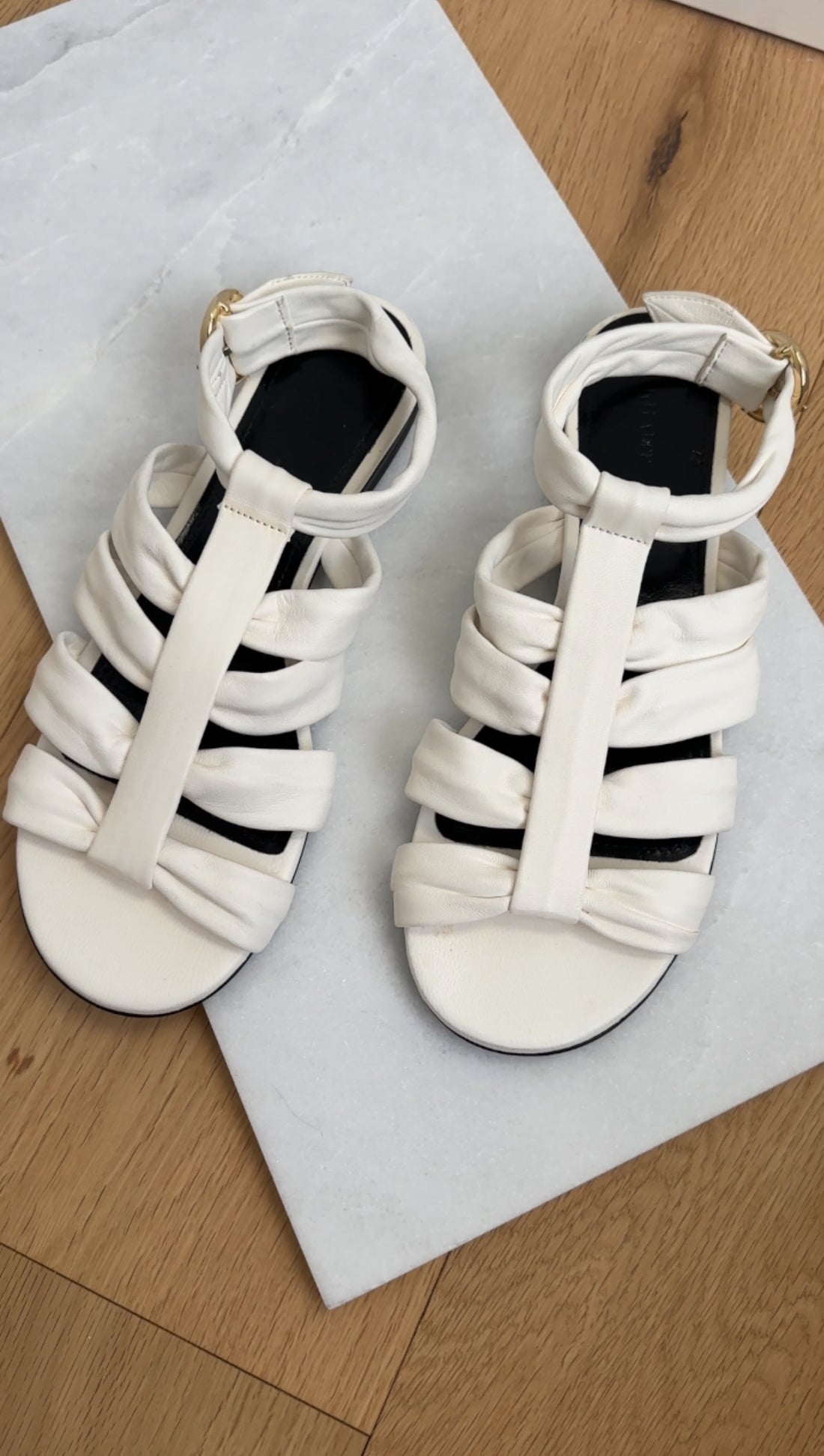 Khaite White Soft Leather Perth Sandals - 37