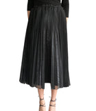Fendi Black Pleated Drawstring Midi Skirt - US 8