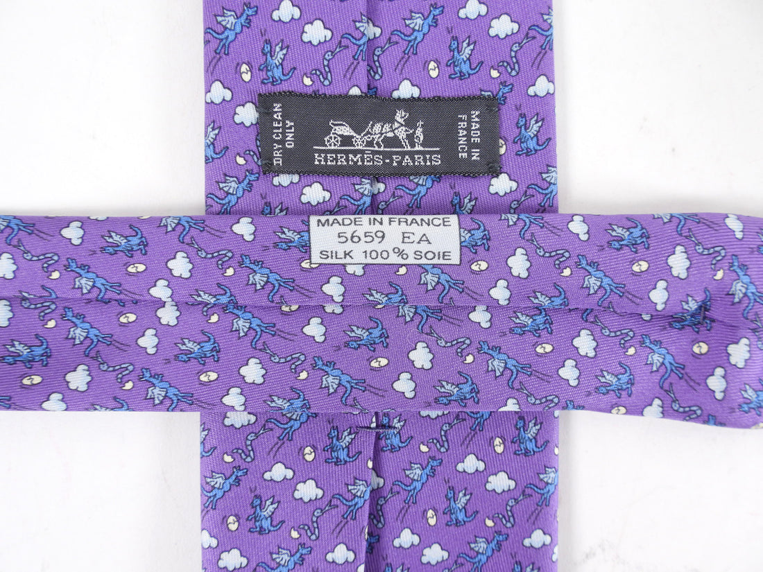 Hermes Vintage Silk Twill Pattern Tie