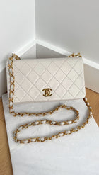 Chanel Vintage 1989 Mini White Lambskin Quilted Full Flap Bag