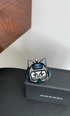 Chanel 17S Blue and Silver Resin Space Cat Brooch / Pin