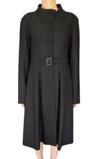 Fendi Black Belted Wool Dress Coat - IT 42 / US 8