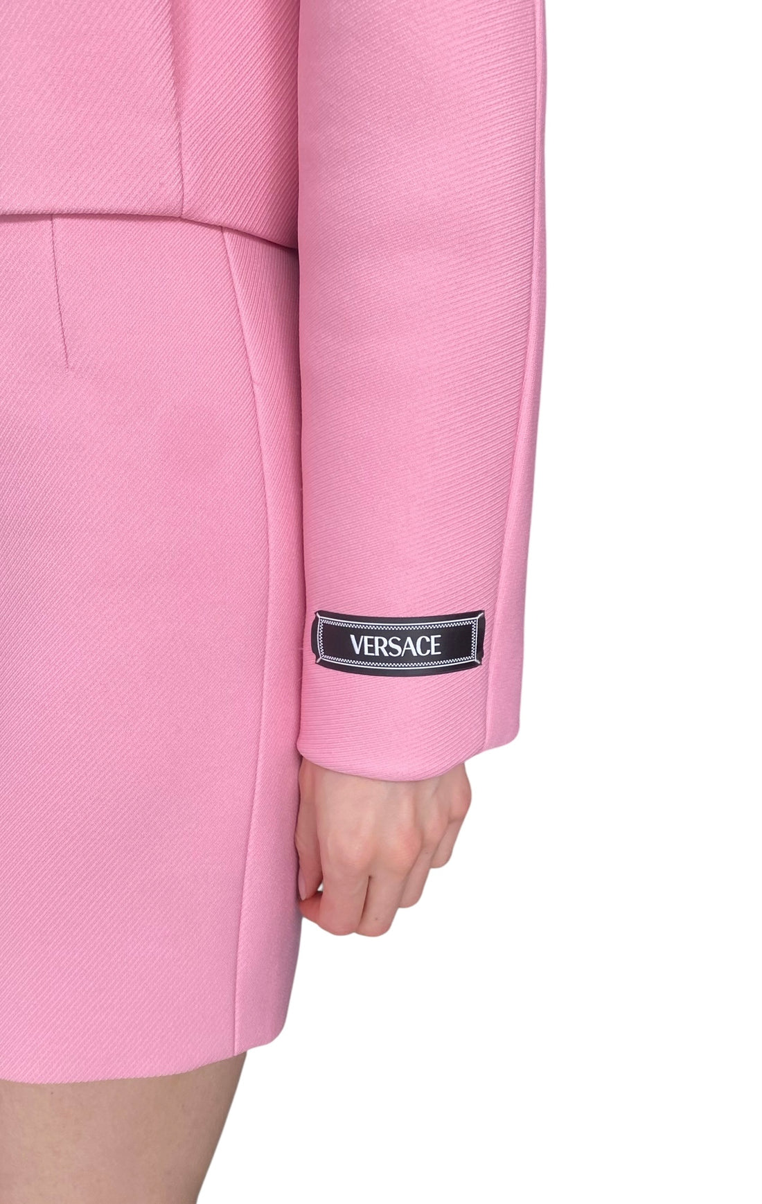 Versace Pink Calvary Twill Cropped Jacket - IT 40 / US 4
