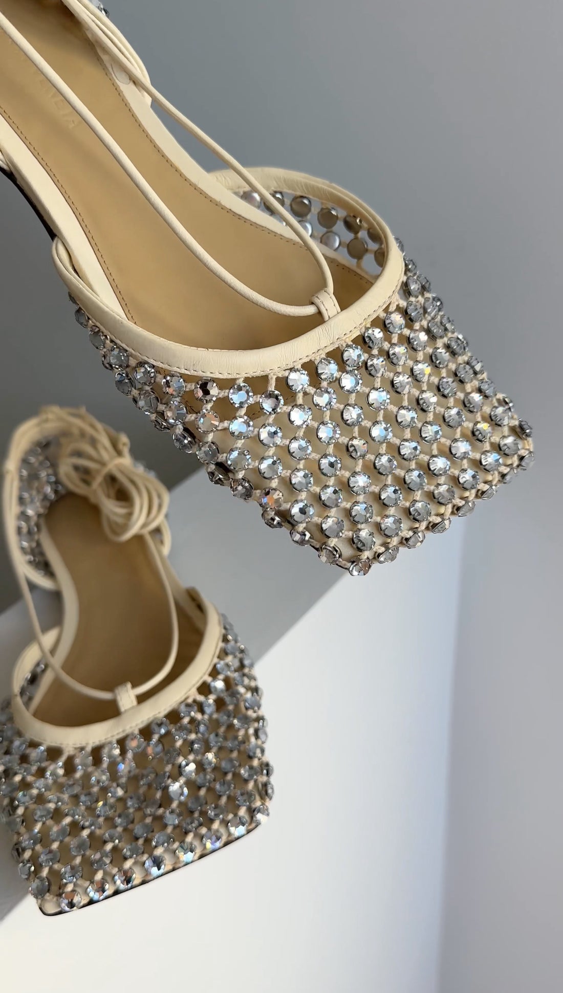 Bottega Veneta Ivory Crystal Embellished Ballet Flats - 37