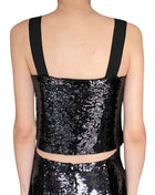 Veronica Beard Black Sequin Cropped Tank - US 2