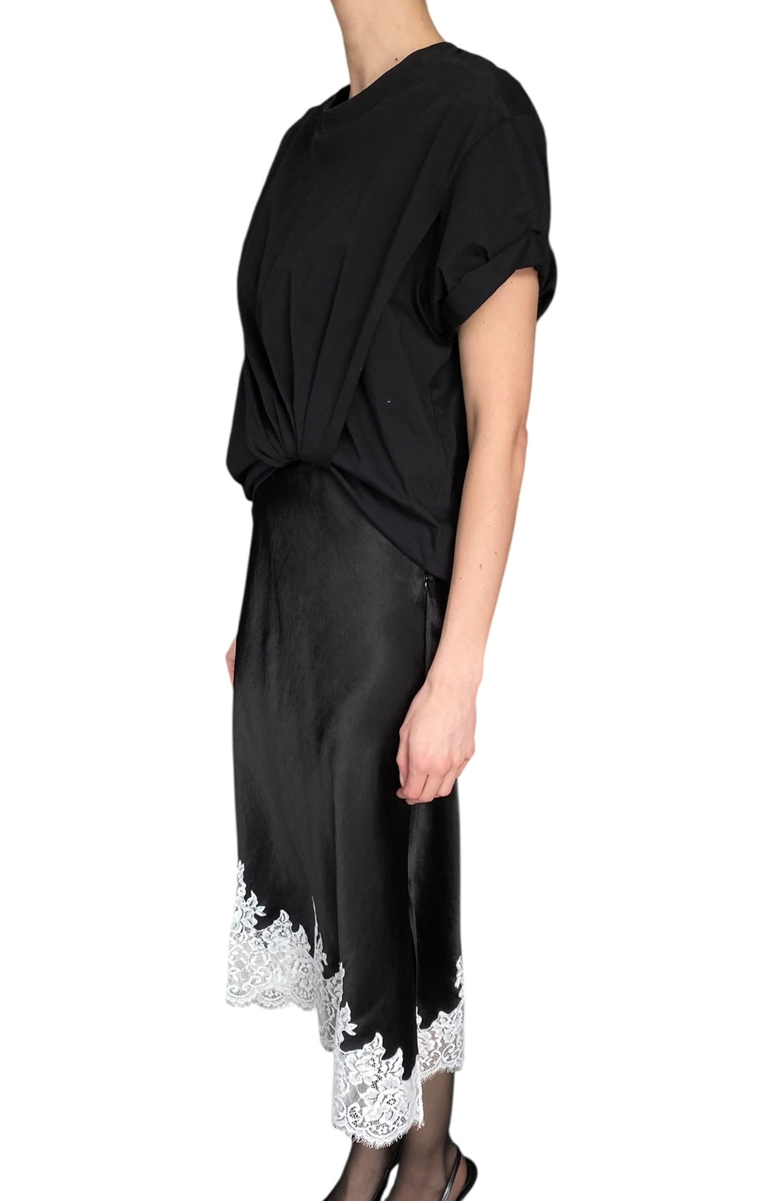 Philip Lim Black & White Lace Trim Combo Dress - S / US 4