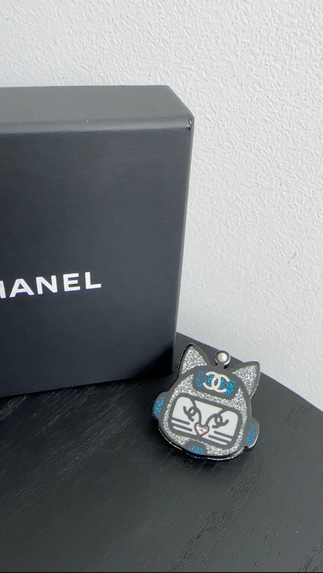 Chanel 17S Blue and Silver Resin Space Cat Brooch / Pin