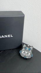 Chanel 17S Blue and Silver Resin Space Cat Brooch / Pin