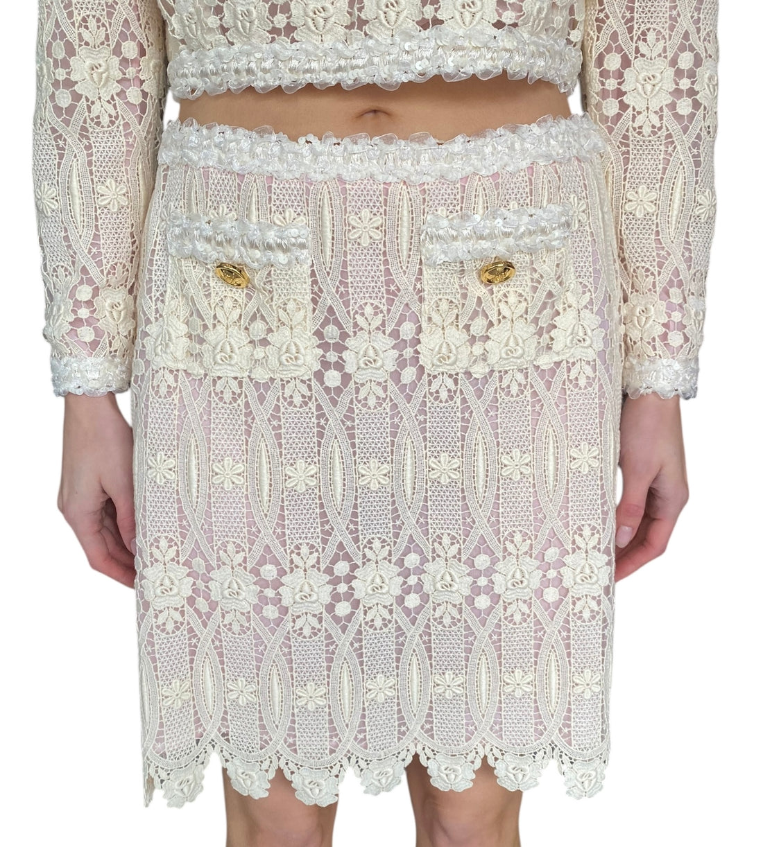 Giambattista Valli Ivory Lace 2-piece Skirt Set - IT 44 / US 8