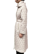 Agnona Ecru Quilted Padded Long Coat with Scarf - 40 / US 6