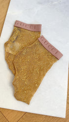 Gucci Gold Metallic Lace Ankle Socks - S