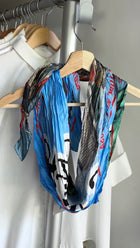Balenciaga I Love New York blue Green Silk Wrinkle Scarf