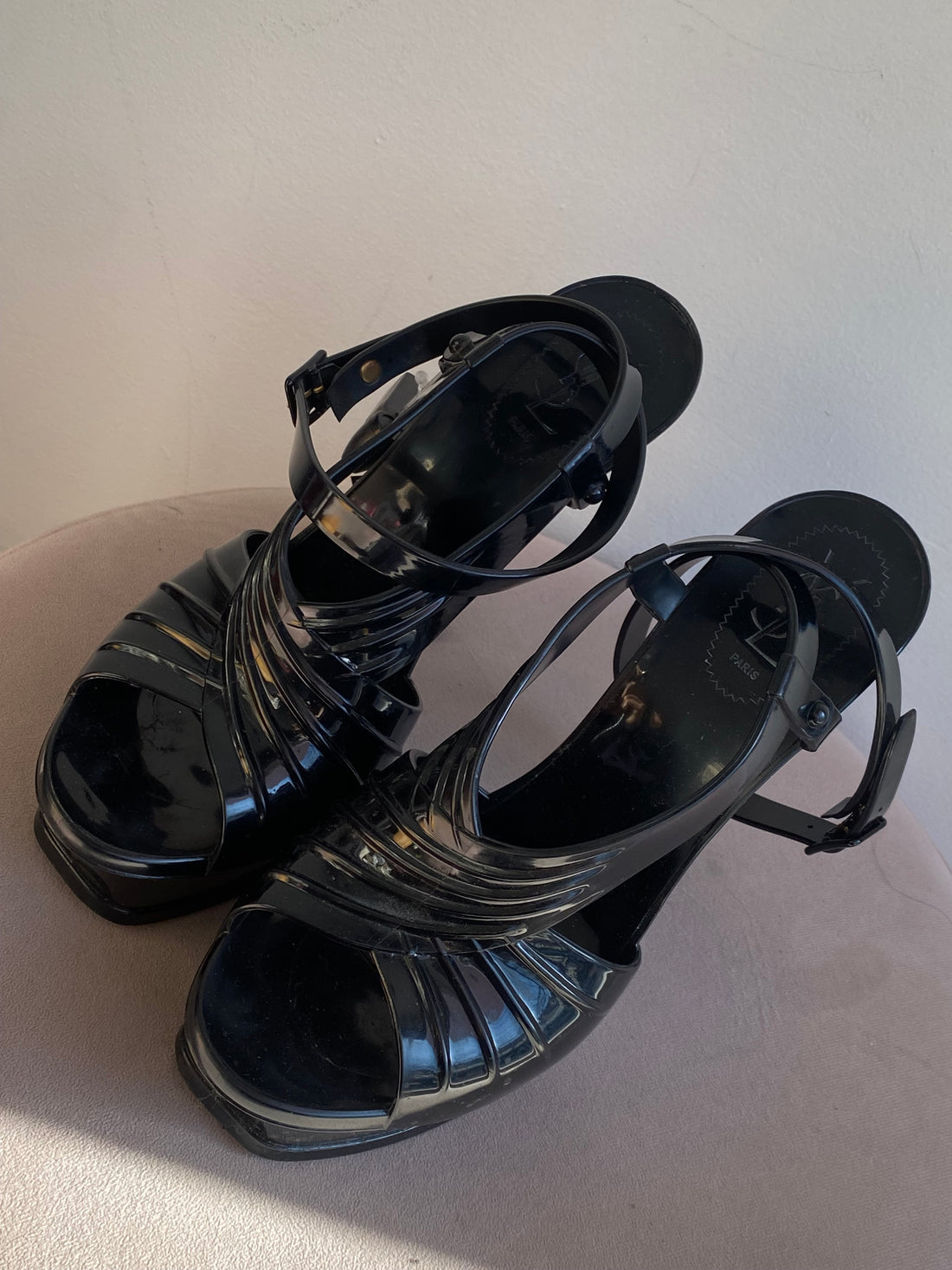 Saint Laurent Rubber Black Tribute Heels