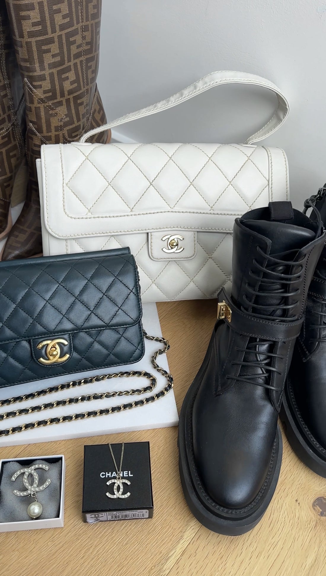 Chanel Vintage 2004 White Wild Stitch Top Handle Flap Bag