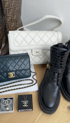 Chanel Vintage 2004 White Wild Stitch Top Handle Flap Bag