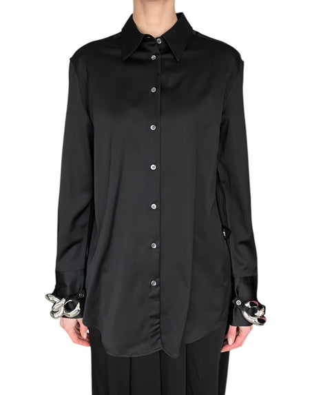 JW Anderson Black Silver Chain Cuff Long Sleeve Shirt - EU 34 / US 4