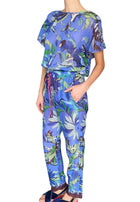 Pucci Blue Jungle Print Backless Jumpsuit - US 4