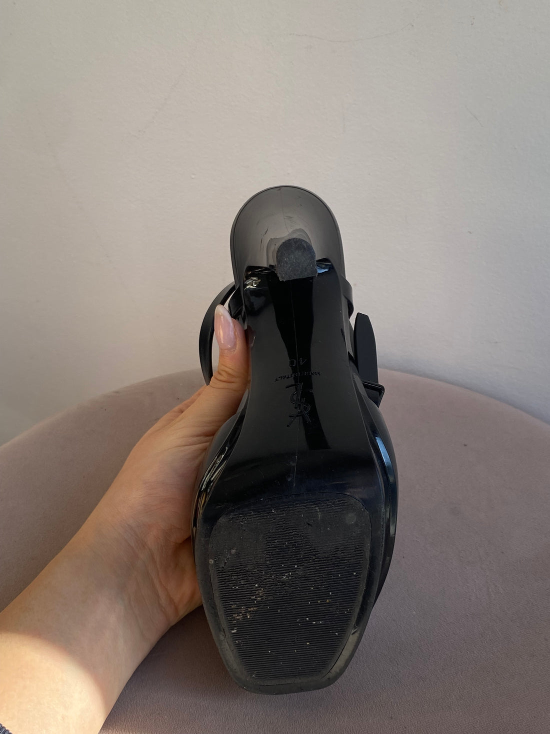 Saint Laurent Rubber Black Tribute Heels