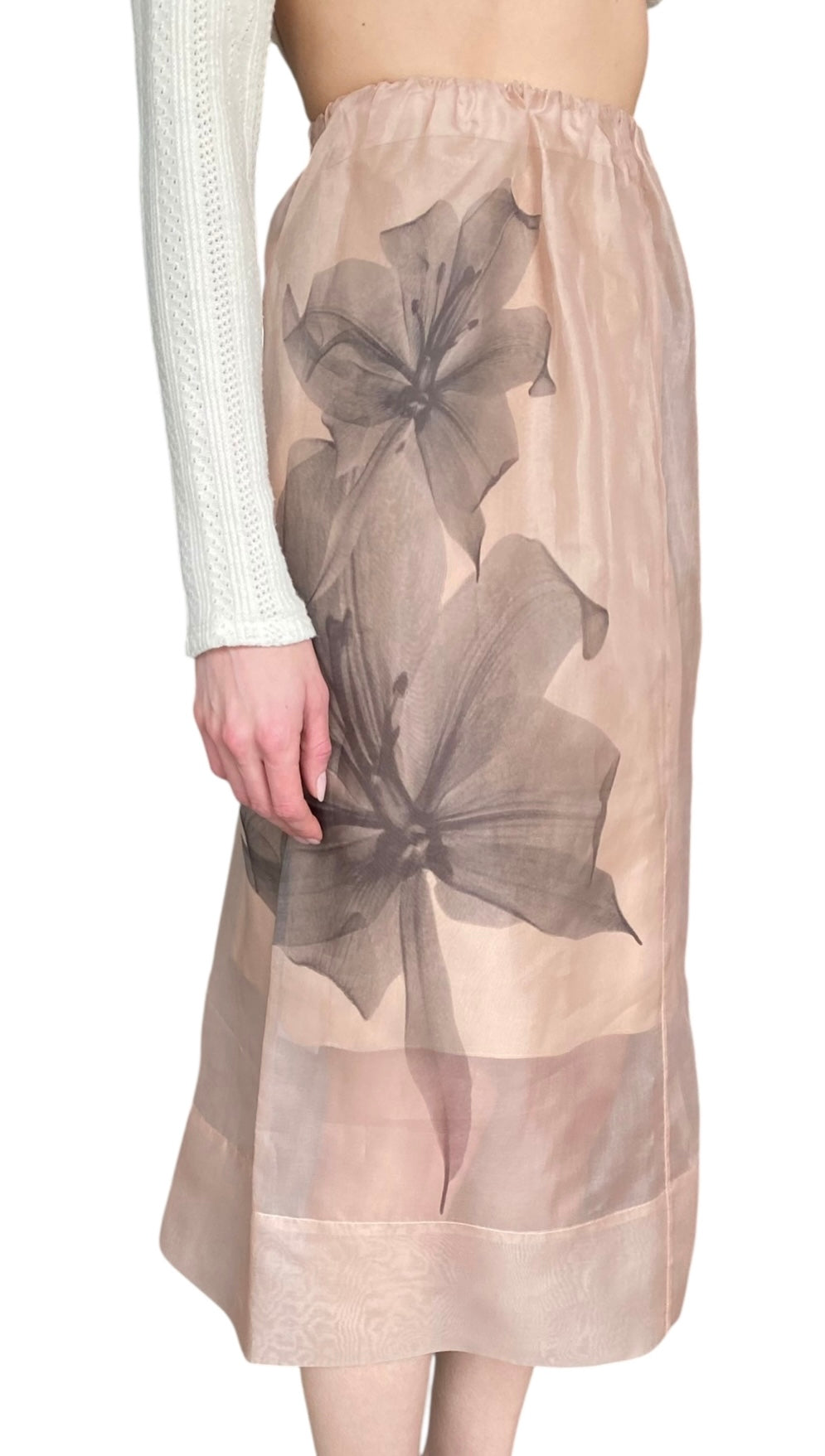 Herskind Dusty Pink "Kira" Silk Floral Midi Skirt  - IT 40 / US 6